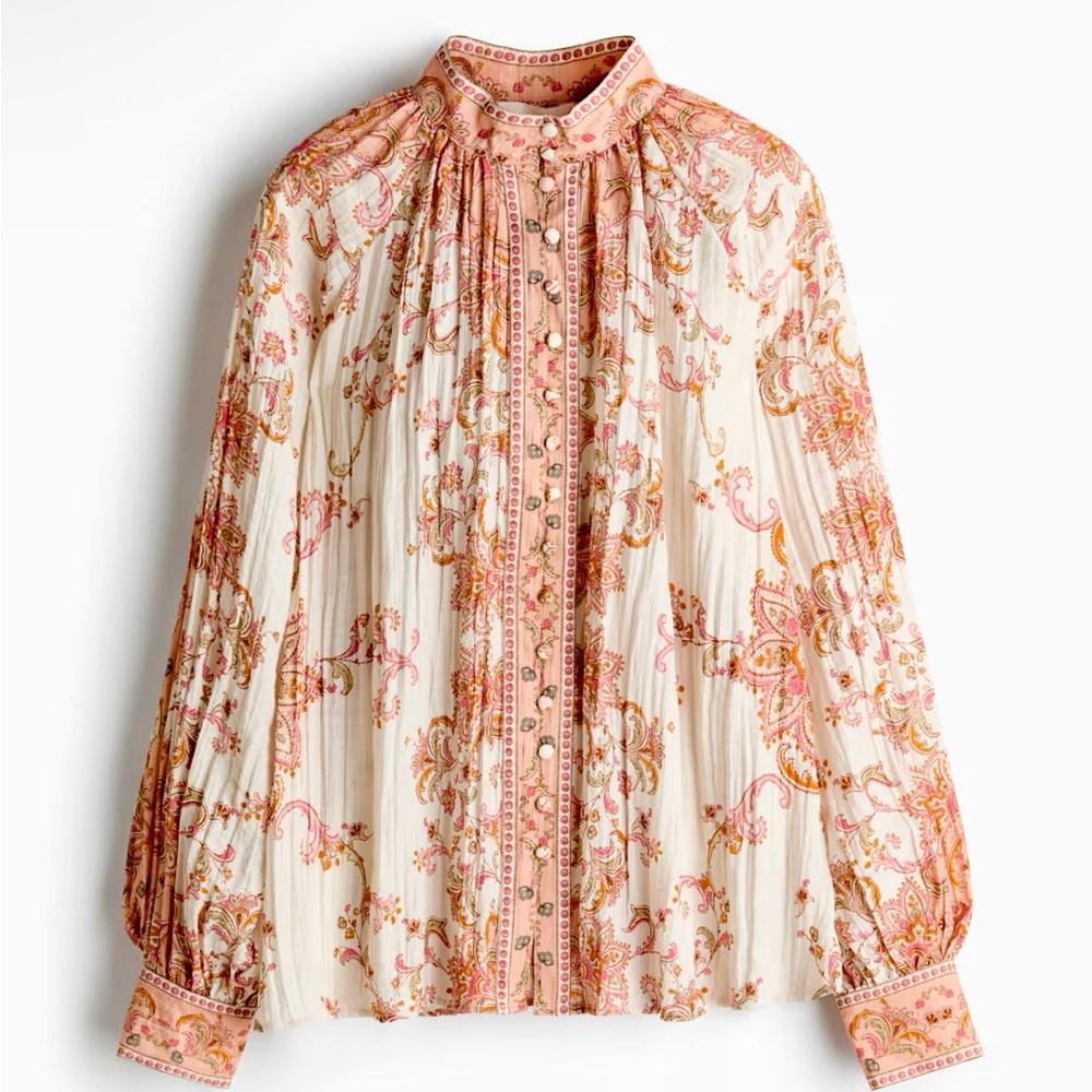 H&M CRINKLED PINK AND PAISLEY BLOUSE - Picture 3 of 7